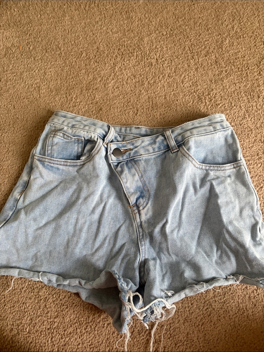 Light Wash High-Rise Denim Cutoff Shorts - Picture 1 of 1